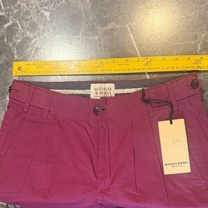 Scotch & Soda cranberry burgundy Magenta Pleated Trousers waist 30 NWT